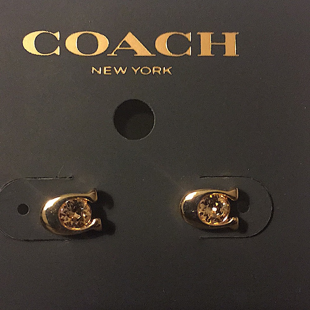 COACH - SIGNATURE STONE STUD EARRINGS (NWT) - Picture 5 of 8